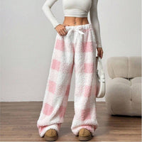 Julia | Pantaloni in pile a gamba larga, comodi ed eleganti, a quadri