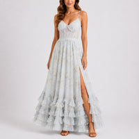 Sophie | Modern Fall Wedding Floral Corset Maxi Dress