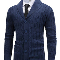 Arthur | Klassische und kuschelige Strickjacke mit Zopfmuster und Schalkragen