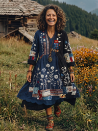 Diana | Künstlerisches und lässiges besticktes Midikleid