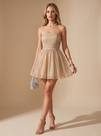 Carolina | Glamouröses und verspieltes Partykleid in Minilänge mit plissiertem Bustier
