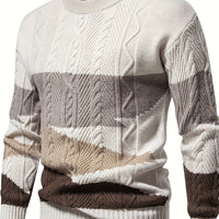 Adrian | Eleganter und gemütlicher Pullover mit Zopfmuster und Color-Blocking
