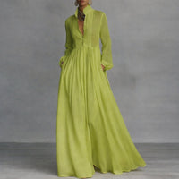 Victoria | Elegantes langärmliges Hemdblusenkleid in Maxilänge