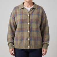Maya | Playful and Relaxed Plaid Knit Cardigan
