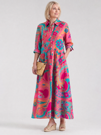 Elizabeth | Bequemes und legeres bedrucktes Midikleid
