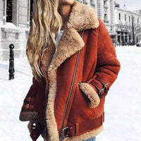 Victoria | Veste biker d’hiver élégante et audacieuse en daim