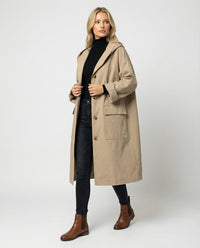 Isabel | Wasserdichte Longline-Jacke mit Kapuze