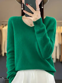 Georgina | Luxuriöser smaragdgrüner Kaschmirpullover mit V-Ausschnitt