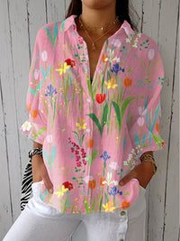 Audrey | Schicke und leichte Bluse mit Blumenmuster und V-Ausschnitt