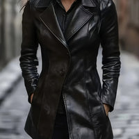 Camille | Eleganter mittellanger Trenchcoat aus Kunstleder