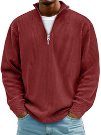 Robert | Moderner gerippter Strickpullover mit Viertelreißverschluss